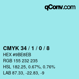 Color code: CMYK 34 / 1 / 0 / 8 | qconv.com
