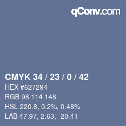 颜色代码: CMYK 34 / 23 / 0 / 42 | qconv.com