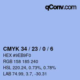 Color code: CMYK 34 / 23 / 0 / 6 | qconv.com