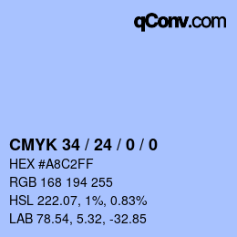 カラーコード: CMYK 34 / 24 / 0 / 0 | qconv.com
