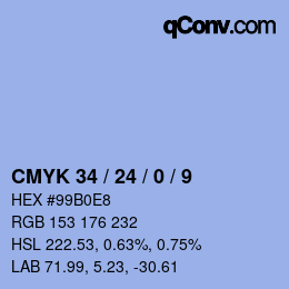 颜色代码: CMYK 34 / 24 / 0 / 9 | qconv.com