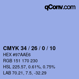 Color code: CMYK 34 / 26 / 0 / 10 | qconv.com