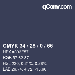 Color code: CMYK 34 / 28 / 0 / 66 | qconv.com
