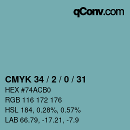 颜色代码: CMYK 34 / 2 / 0 / 31 | qconv.com