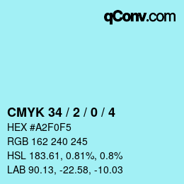 Código de color: CMYK 34 / 2 / 0 / 4 | qconv.com