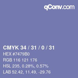 颜色代码: CMYK 34 / 31 / 0 / 31 | qconv.com