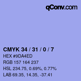 Código de color: CMYK 34 / 31 / 0 / 7 | qconv.com