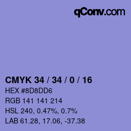 Color code: CMYK 34 / 34 / 0 / 16 | qconv.com