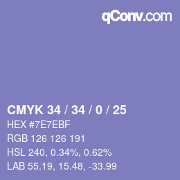 Color code: CMYK 34 / 34 / 0 / 25 | qconv.com