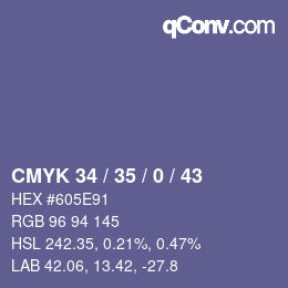 Color code: CMYK 34 / 35 / 0 / 43 | qconv.com