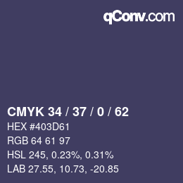 Farbcode: CMYK 34 / 37 / 0 / 62 | qconv.com