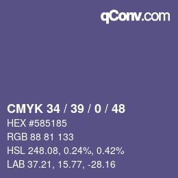 カラーコード: CMYK 34 / 39 / 0 / 48 | qconv.com