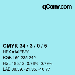 Color code: CMYK 34 / 3 / 0 / 5 | qconv.com