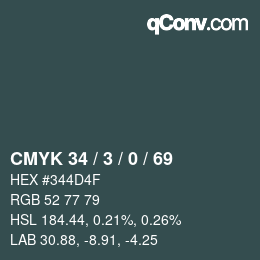 カラーコード: CMYK 34 / 3 / 0 / 69 | qconv.com