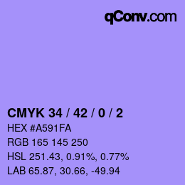 カラーコード: CMYK 34 / 42 / 0 / 2 | qconv.com
