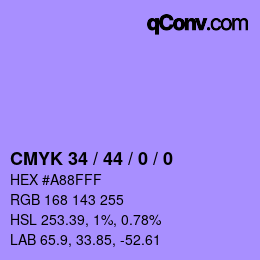 カラーコード: CMYK 34 / 44 / 0 / 0 | qconv.com