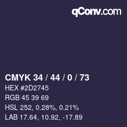 Farbcode: CMYK 34 / 44 / 0 / 73 | qconv.com