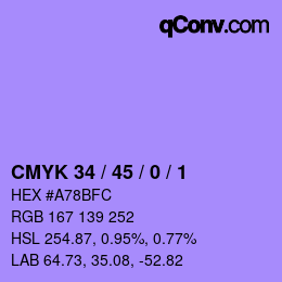 颜色代码: CMYK 34 / 45 / 0 / 1 | qconv.com