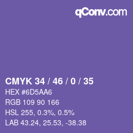 Farbcode: CMYK 34 / 46 / 0 / 35 | qconv.com