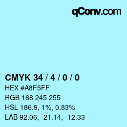 カラーコード: CMYK 34 / 4 / 0 / 0 | qconv.com