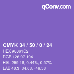 カラーコード: CMYK 34 / 50 / 0 / 24 | qconv.com