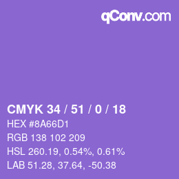 Color code: CMYK 34 / 51 / 0 / 18 | qconv.com