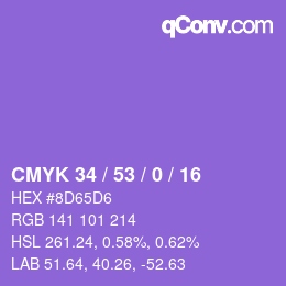 Color code: CMYK 34 / 53 / 0 / 16 | qconv.com