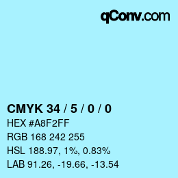 Color code: CMYK 34 / 5 / 0 / 0 | qconv.com