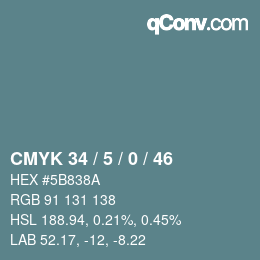 颜色代码: CMYK 34 / 5 / 0 / 46 | qconv.com