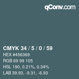颜色代码: CMYK 34 / 5 / 0 / 59 | qconv.com