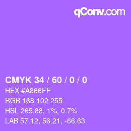 カラーコード: CMYK 34 / 60 / 0 / 0 | qconv.com