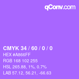 颜色代码: CMYK 34 / 60 / 0 / 0 | qconv.com