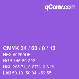 Color code: CMYK 34 / 60 / 0 / 13 | qconv.com