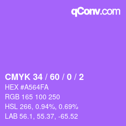 颜色代码: CMYK 34 / 60 / 0 / 2 | qconv.com