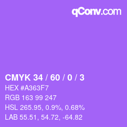颜色代码: CMYK 34 / 60 / 0 / 3 | qconv.com