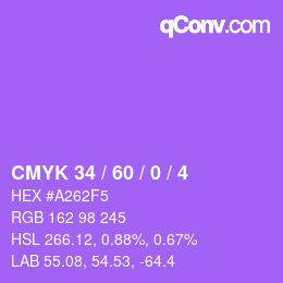 颜色代码: CMYK 34 / 60 / 0 / 4 | qconv.com
