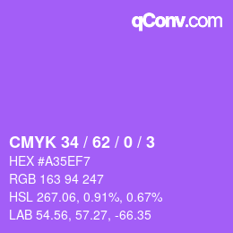 Farbcode: CMYK 34 / 62 / 0 / 3 | qconv.com