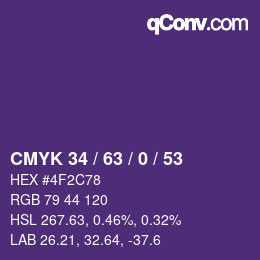 Color code: CMYK 34 / 63 / 0 / 53 | qconv.com