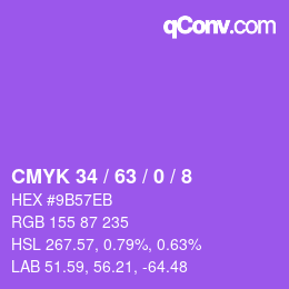 颜色代码: CMYK 34 / 63 / 0 / 8 | qconv.com