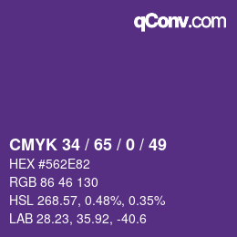 Color code: CMYK 34 / 65 / 0 / 49 | qconv.com