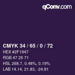 カラーコード: CMYK 34 / 65 / 0 / 72 | qconv.com