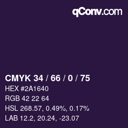 Color code: CMYK 34 / 66 / 0 / 75 | qconv.com