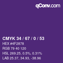 Color code: CMYK 34 / 67 / 0 / 53 | qconv.com