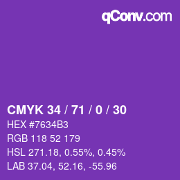 Farbcode: CMYK 34 / 71 / 0 / 30 | qconv.com