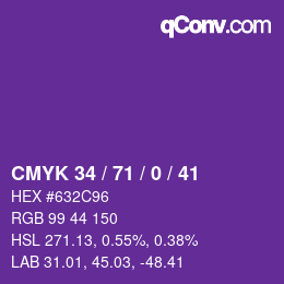 Farbcode: CMYK 34 / 71 / 0 / 41 | qconv.com
