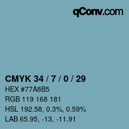 Código de color: CMYK 34 / 7 / 0 / 29 | qconv.com