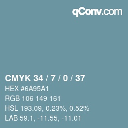 Farbcode: CMYK 34 / 7 / 0 / 37 | qconv.com