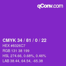 Color code: CMYK 34 / 81 / 0 / 22 | qconv.com