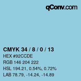 カラーコード: CMYK 34 / 8 / 0 / 13 | qconv.com