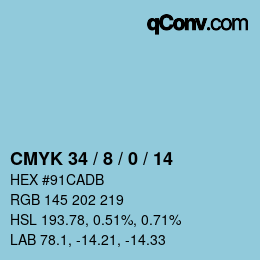 カラーコード: CMYK 34 / 8 / 0 / 14 | qconv.com